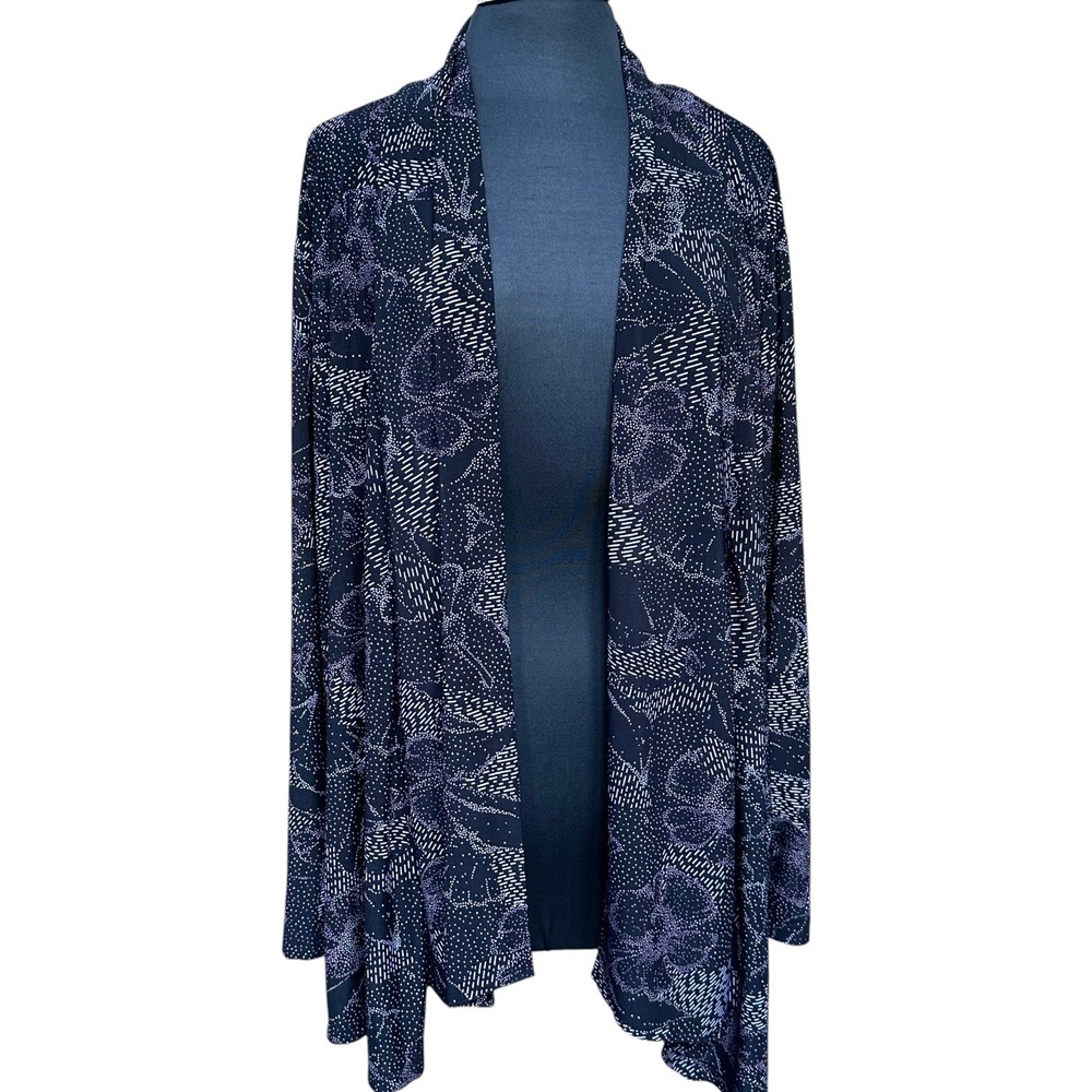 Russell Kemp New York 3X Open-Front Metallic Print‎ Cardigan Polyester Spandex